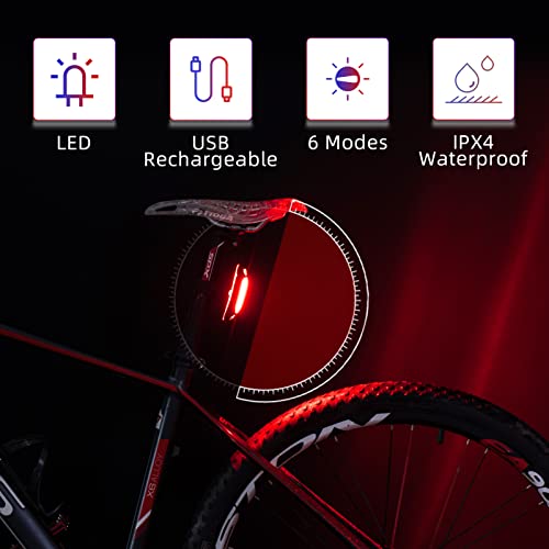 ROCKBROS Bike Tail Light USB Rechargeable Bicycle LED Rear Light Bright Warning Cycling Light Safety Light Multiple Modes for Road MTB Taillight - Image 3