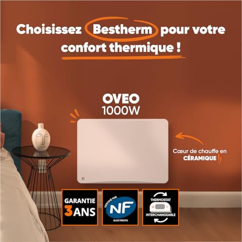 BESTHERM Radiateur électrique fixe à inertie sèche céramique plug & play Bestherm OVEO horizontal - vue 5