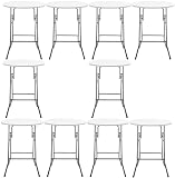 BTEXPERT Set of 10, White 24" Round Plastic Folding Table Commercial Portable for Picnic Party Camping Banquet Card Dining Wedding Event Home Kitchen Indoor Outdoor, 30" Height
