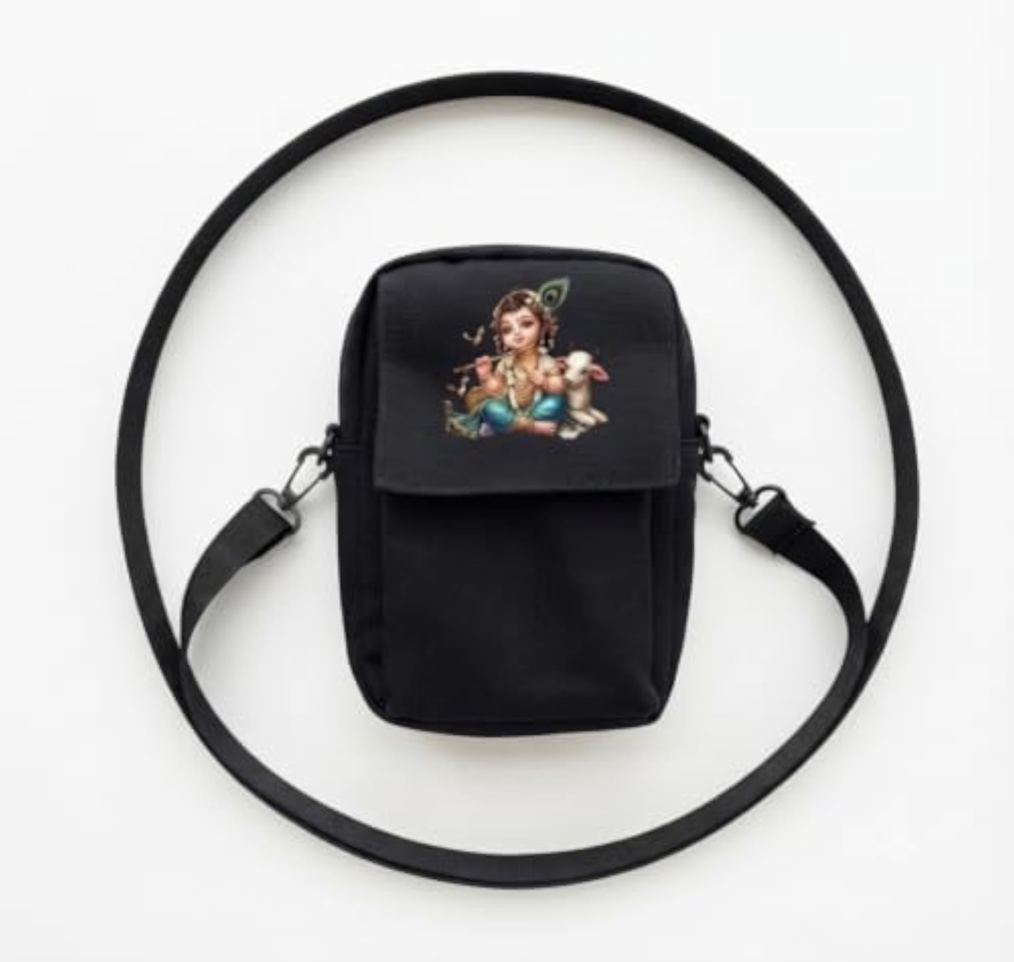 Handmade Cotton Canvas Sling Bag for Women, Black