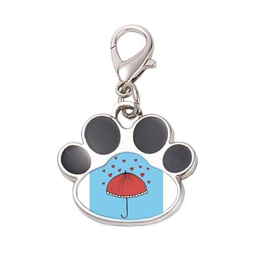 DIYthinker?Red Lace Umbrella Heart Weather Pet Tag Keychain Dog Cat ID