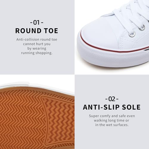 Fracora Womens White Canvas Sneakers Low Top Canvas Shoes For Men Fashion Unisex Sneakers thumb #2