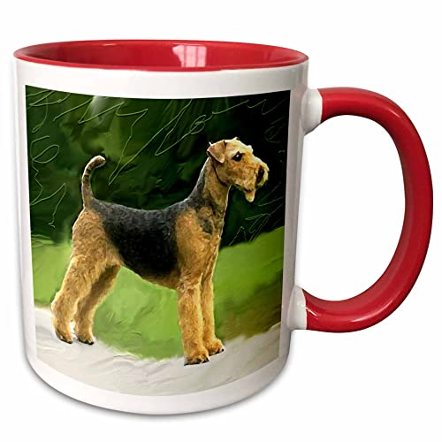 3dRose Airdale Terrier 15oz Two-Tone Red Mug
