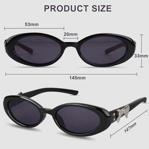 Retro Oval Sunglasses for Women Trendy Small 90s Style With Cute Bow3