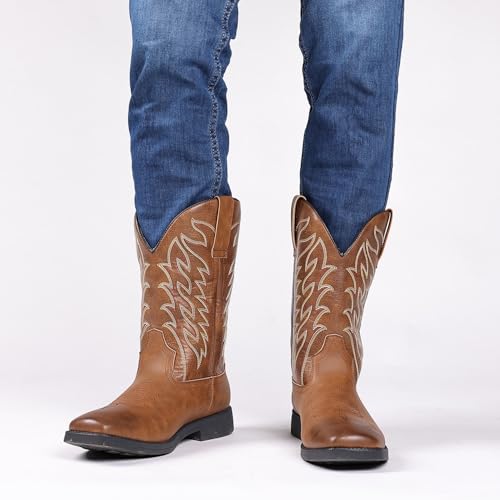 Cowboy Boots for Men Square Toe Western Boot Durable Classic Embroidered Snip Toe Boots3