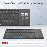 Rii Kabellose Tastatur mit Touchpad Büro, Wireless Keyboard Office, Deutsche QWERTZ-Layout, Tastatur Kabellos Geschenke für Laptops, Desktops, Smart-TVs, Tablets, Schwarz (2.4G+BT) – Ansicht 2