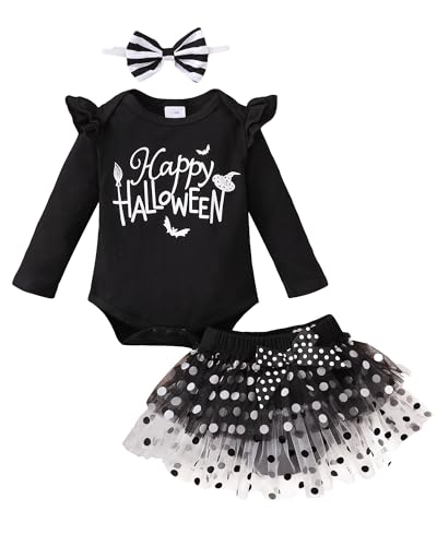 Image of Kucnuzki Newborn Baby Girl Clothes Toddler Long Sleeve Ruffle Romper Top Infant Skirt Set Little Girl Overall Dress