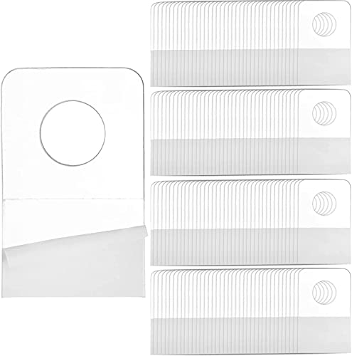 Image of Hiceeden 1000 Pcs Self Adhesive Plastic Hanging Tabs, 7 /8 inch x1-2 /5 Round Hole Hanging Tags, Clear Hanger Hang Tags Hook for Retail Store Display