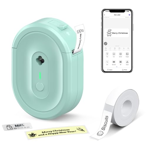 NDYIN Mini Label Maker Machine with Tape, N12 Portable Bluetooth Label Printer, Thermal Sticker Labeler for Small Business, School, Home, Office(Green)