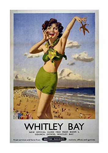 Affiche encadrée Whitley Bay Railway format moyen sur papier mat d'archivage voyage