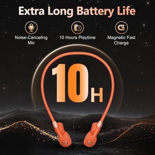 Image of Ortizan Open Ear Headphones, Bluetooth 5.3 Wireless Air Conduction Headphones Sport Earbuds, Premium Sound, IPX6 Waterproof, Clear Call, 19g Lightweight Earphones for Running Cycling Workouts (Orange)