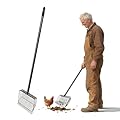 Chicken Poop Scooper & Rake 2-in-1, Stainless Steel Scooper with Adjustable Handle, Litter Scooper Sand Sifting Shovel for Chicken Poop & Pet Waste Cleaning