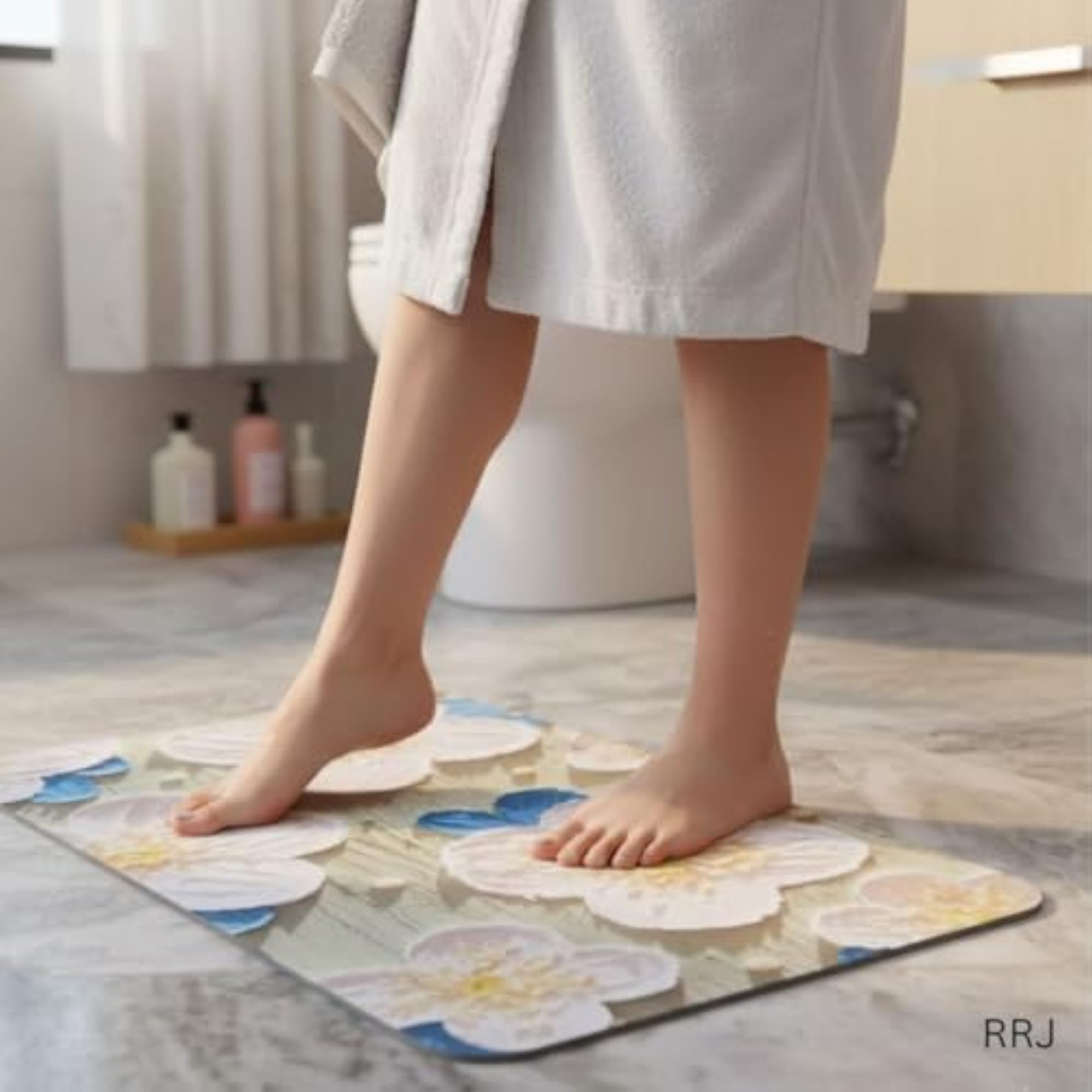3D Flower Print Anti-Slip Bath Mat for Home