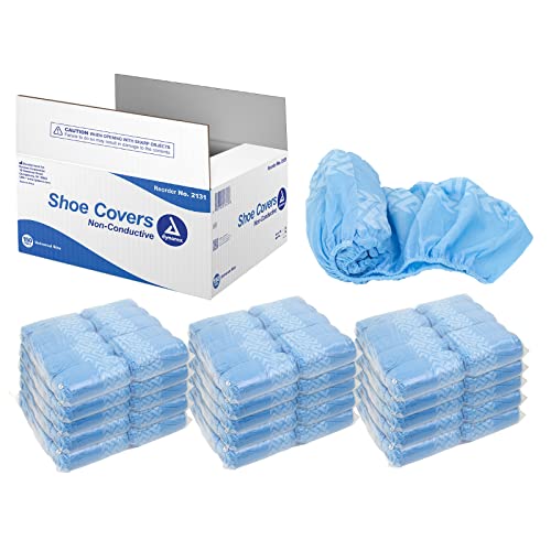 Dynarex Disposable Shoe Cover, Universal Size, Non-Conductive, Have Sewn Seams with Elastic Opening and Fits Most Shoes, Ideal for Personal or Professional Use, Blue, 1 Box of 150 Pairs