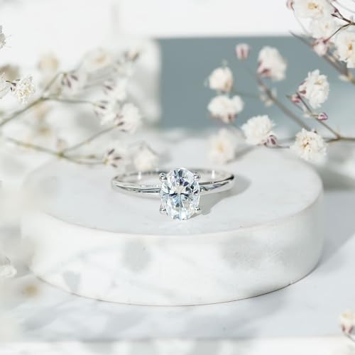 Moissanite 6X8 mm Oval Engagement Ring in Silver, D-Vs1 Quality, Moissanite 1 Carat Diamond Ring - Ready To Gift3