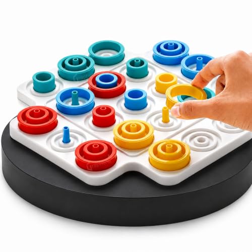 Image of Graphene Tri Rings Strategy Board Game Tic Tac Toe 3 in a Row Ring Puzzle for Kids Interactive 2-4 Players STEM Activity Color Matching Brain Teaser Indoor Outdoor Educational Family Game 8+ Years