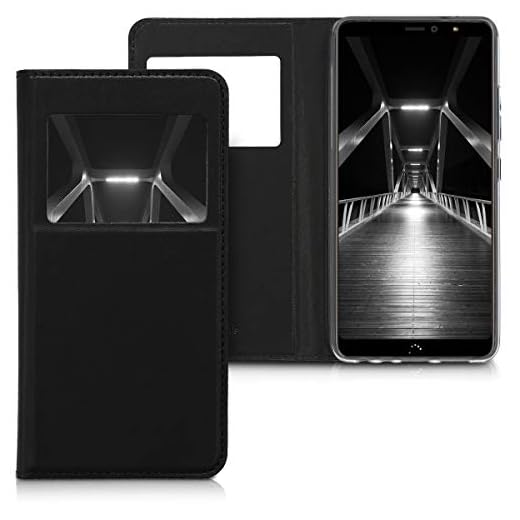 kwmobile Funda Compatible con bq Aquaris X2 / X2 Pro - Carcasa de Cuero sintético con Ventana - Case en Negro