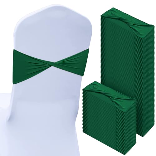 CHENGU 100 Pcs Spandex Chair Sashes Plain Bow Wedding Royal Chair Bands Without Buckle Birthday Decorations Elastic Ties Spandex Slider Sashes for Events Party Ceremony