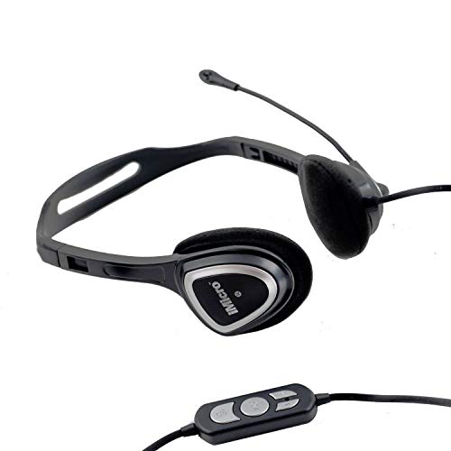iMicro Im320 USB Headset with Adjustable Microphone Noise Cancelling, Wired Headphone for PC, Laptop,Black