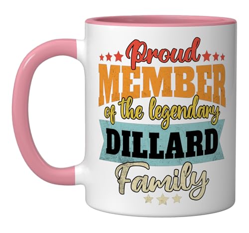 Dillard Last Name Dillard Family Dillard Ceramic Mug, Pink/White  