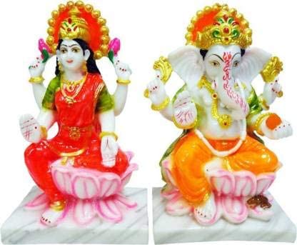 KRISHNAGALLERY1 Polyresin Laxmi Ganesh Murti Statue for Home Pooja Gift Good Luck Idol Size 7 Inches