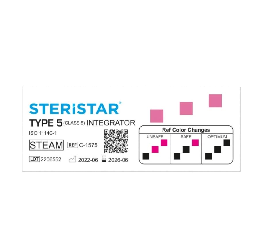 STERISTAR TYPE 5 Steam Integrator | DT Autoclave Chemical Indicators Class 5 STEAM (Pack of 100 pcs.)