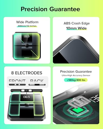RunStar Körperfettwaage, 8-Elektroden-Ganzkörperanalyse mit 28 Körperwerten, App-Synchronisierung, BMI, Muskelmasse – Hochpräzise Digitale Waage mit 3-Stufigem Display 3