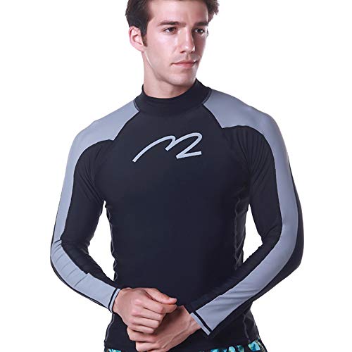 MZ Garment Rash Guard Men UV Sun Protection Basic Skins Long Sleeve Crew Sun Shirt Surfing Shirt (009-blue, M)