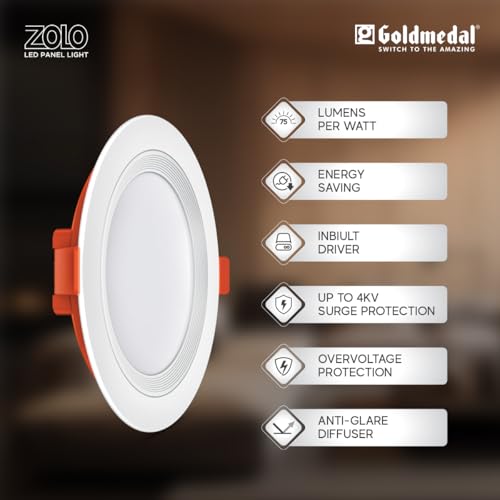Image of Goldmedal Zolo 15W Round LED Surface Panel Light | Slim & Energy Efficient | Suitable for Bedroom, Living Room, Dining Room & Kitchen | Cool Daylight (6500K)