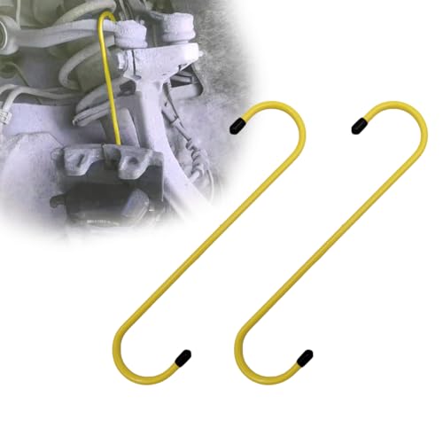 Yourkar 2 PCS Car Brake Caliper Hangers, S Shape Auto Brake Caliper Hook with Rubber Tipped, Brake Caliper Tool for Work on Brake Pads, Axle, Braking, Universal Car Accessories (Yellow)