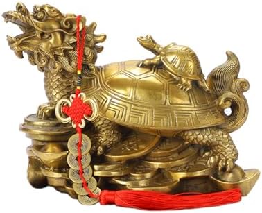 Bwinka Estátua de tartaruga de dragão de latão para decoração de ...