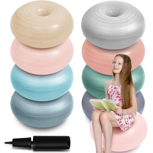 Image of Lewtemi 8 Pcs Flexible Seating for Classroom Elementary,20'' | Inflated Wobble Chair for Sensory Kids Large Yoga Ball Chairs Donut Ball Seats with Inflator for Classroom Office School