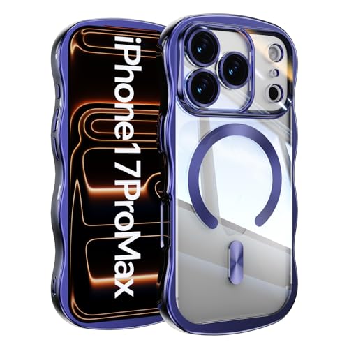 Coque iPhone 17 violet foncé avec placage ondulé et dos rigide