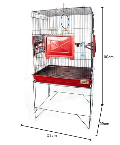 Gaiola Viveiro Pássaro Confort Triplex + Bolsa Transporte Jelplast (Preto/Vermelho)