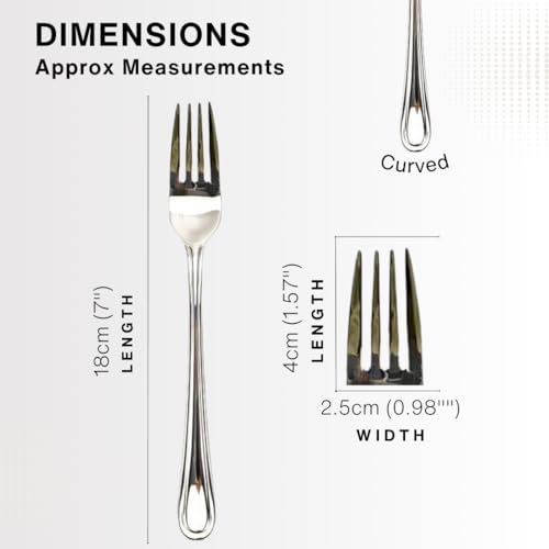 4 Stainless Steel Forks - 18cm, Dishwasher Safe, Lightweight Perfect for Dinners, Lunches, Cakes and Deserts Spoons, Silver - Image 3
