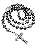 Nazareth Store Hematite Rosary Black Stone Beads Necklace Metal Beaded Miraculous Medal & Cross Rosary For Men and Womens NS #2