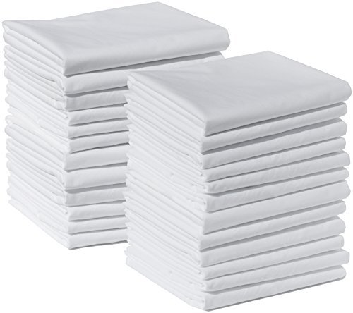 Polycotton Bulk Pack of 24 Standard Size Pillowcases, White 200 Thread Count, 21"x30" White (Fits 20" X26" Pillow) - 2 Dozen