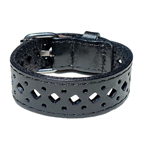 Sofyca Genuine Leather Bracelet For Women/Men Wide Adjustable Bracelet Retro Hollow Cuff For Best Friends Jewelry Gifts For Him/Her(Black) #TOP1