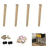 Gambe per Tavolo in Legno massello affusolate, Gambe di Ricambio inclinabili per mobili, Gambe Rotonde in Rovere per tavolino da caffè, Tavolo da Pranzo, Divano, Mobile TV, Armadio, Pouf, di