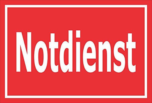 Preisvergleich Produktbild Schild Notdienst 15x10cm, 30x20cm und 45x30cm Bohrlöcher Aufkleber Hartschaum Aluverbund -S00285D