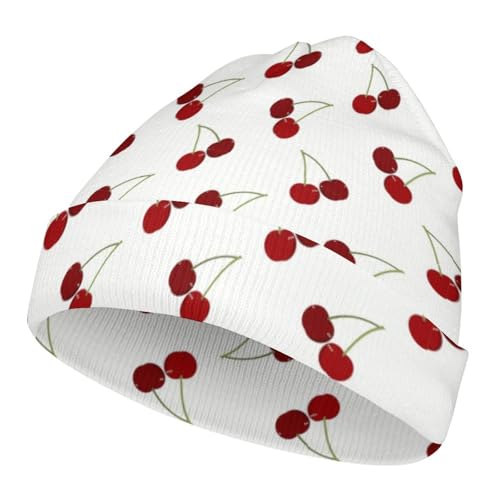 Cute Cherry Pattern Kids Beanie Hat for for Girls Boys Children Cap Winter Knitted Chemo Cancer Headwear Accessories Gifts Decoration
