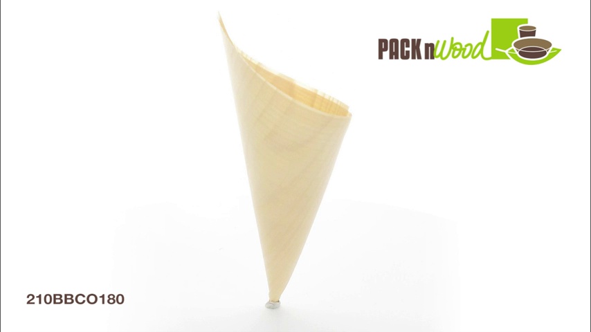 Image of PacknWood 210BBCO181- Mini Wooden Cone Kraft Paper Cones, Cardboard Cones for Crafts, Disposable Appetizer Food Cups,Paper Cones,Charcuterie Cones,mini canapes Cones 5oz 7.09 inchx 5.12 inchin |250 pcs.