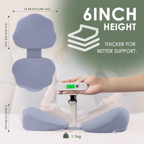 Image of Chilling Home Memory Foam Pregnancy Pillow for Sleeping, Cooling Maternity Pillow for Pregnant Women, Travel Wedge Pillows for Side Sleeper, Support for Back, Belly, Detachable Design, Height 6inch