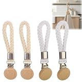 OliveBreeze 4er-Set Handtuch Clips zum Aufhängen – Praktische Handtuchclip mit Haken & Schlaufe, stabil Handtuchaufhänger Clip, Handtuchaufhänger ohne Montage, Leicht und Tragbar, Cremefarben & Weiß