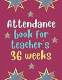  Teacher Grade Book TGB - 01: School Attendance Record Book -36 weeks per spread - 36 Students - Organized and Comprehensive - Undated