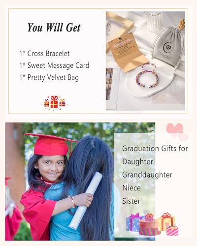 Image of UPROMI Cross Bracelet for Girls Baptism Communion Confirmation Gifts, Kindergarten /Preschool /5th Grade /8th Grade Graduation Gifts