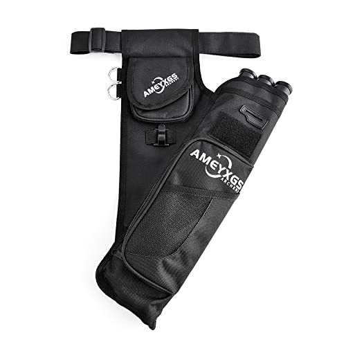 ZSHJGJR Tir à l'arc Flèche Carquois 3 Tubes Hanche Flèche Carquois Taille Porte-flèche avec Ceinture Réglable Chasse Tir à la Cible (Noir) Cover