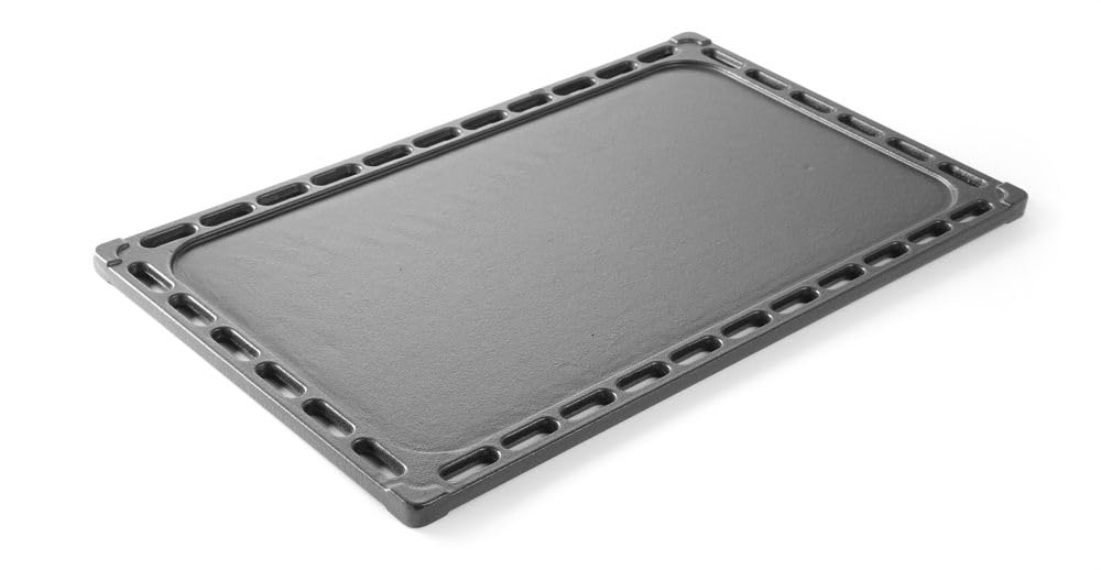 HENDI Plancha de asador, GN 1/1, de hierro fundido, 1 lado liso y 1 lado acanalado, 325x530mm, para todas las parrillas, grill, barbacoas Green Fire de HENDI