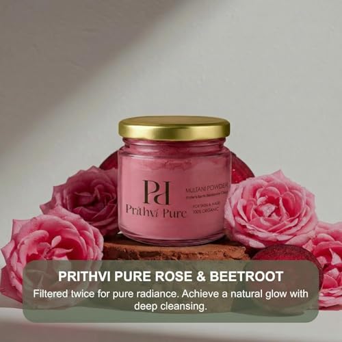 Image of Rose & Beetroot Radiance Ritual 300 Gms | Organic Double Filtered Herbal Face Pack for Bright Skin Glow Oil Control Tan Removal | Natural Skincare