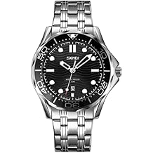 MASTOP Mens Luxury Watches Rotatable Bezel Three Dimensional Texture Dial Wristwatch Date Luxury Business Blue Waterproof Luminous Wristwatches for Men Gifts
